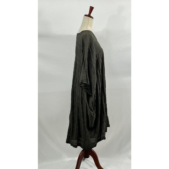 BLACK CRANE Sz S Small Crinkle Textured Rec Dress Taupe Brown - Picture 6 of 11